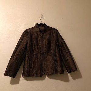Bernardo Women Size LP Blazer Jacket Brown Long Sleeve Pockets